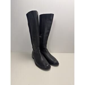 Aetrex Vera Black Knee-High Leather Tall Riding Boots Size 10